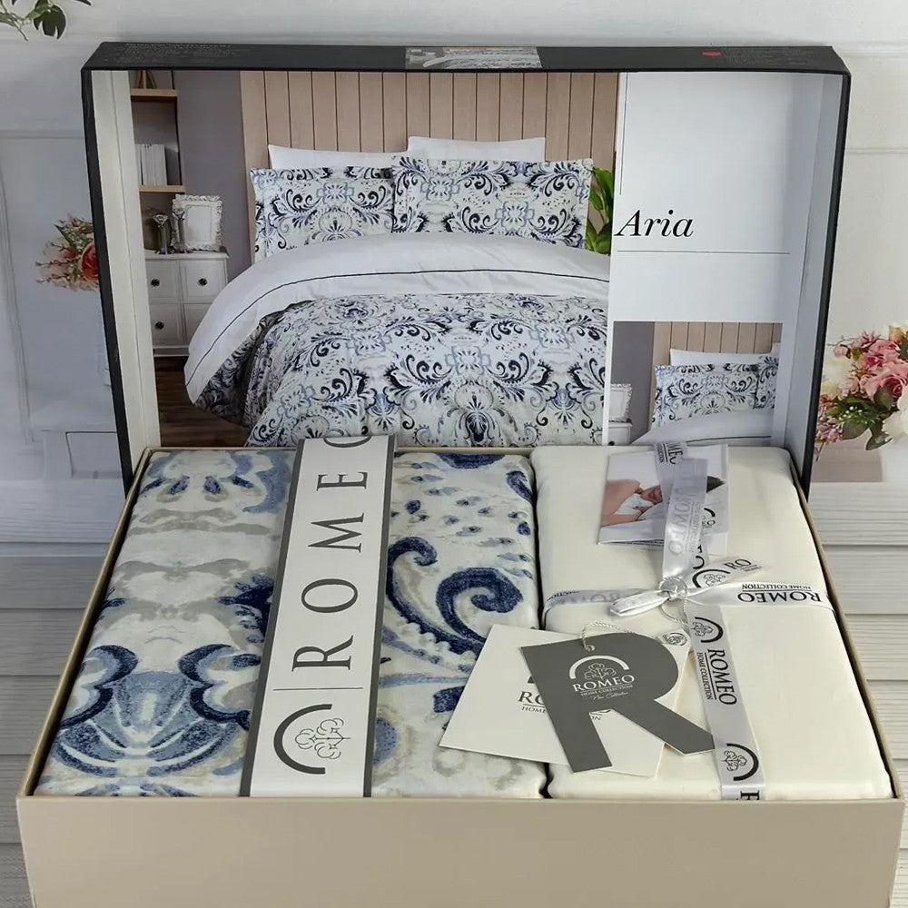 Комплект постільної білизни з сатину, Євро розміру, Aria, Romeo home / Сатинова білизна постільна