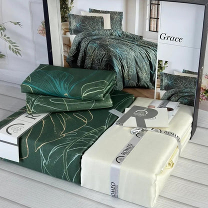 Постільна білизна сатинова, Євро розмір, подарункова упаковка, Romeo Home Grace / Набір постільної білизни