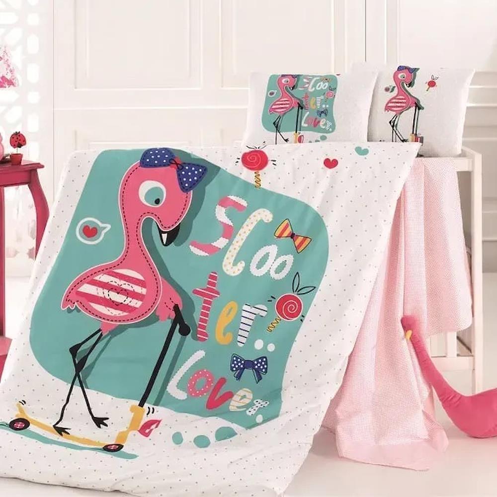 Комплект дитячої постільної білизни ранфорс, Belizza Flamingo / Дитяча постільна білизна / Постільна білизна для немовлят