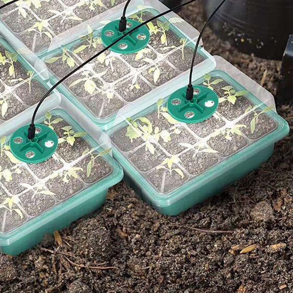 Набір для розсади на 4 лотки + LED підсвітка, від USB, Зелений / Міні-теплиця / Набір для пророщування рослин