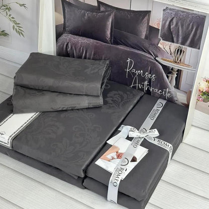 Жакардова постільна білизна, Євро розмір, Romeo home Ramses Antrasit / Комплект постільної білизни бавовняної