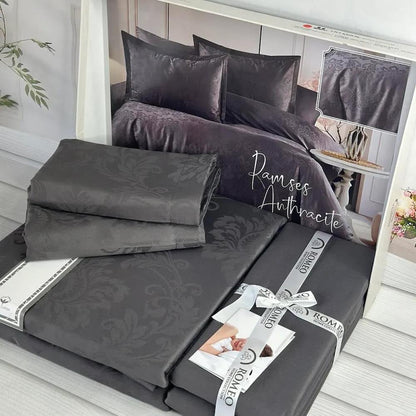 Жакардова постільна білизна, Євро розмір, Romeo home Ramses Grey / Набір постільної білизни