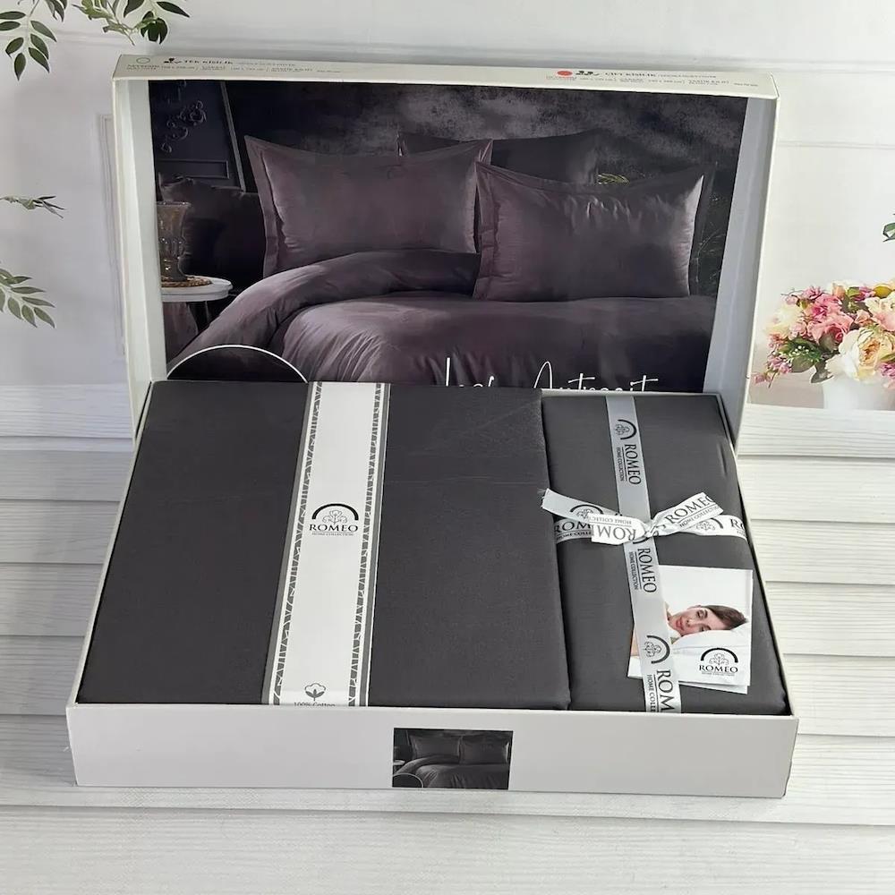 Жакардова постільна білизна, Євро розмір, Romeo home Ramses Grey / Набір постільної білизни