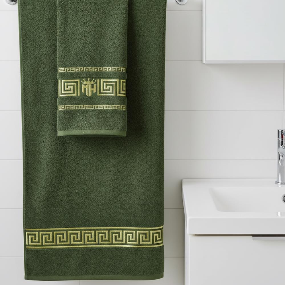 Набір рушників 2в1, 50x90см, 70x140см, Moz versace persik, / Комплект махрових рушників / Рушники для лазні