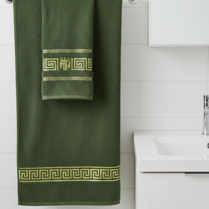 Набір рушників 2в1, 50x90см, 70x140см, Moz versace persik, / Комплект махрових рушників / Рушники для лазні