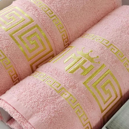 Набір рушників 2в1, 50x90см, 70x140см, Moz versace persik, / Комплект махрових рушників / Рушники для лазні