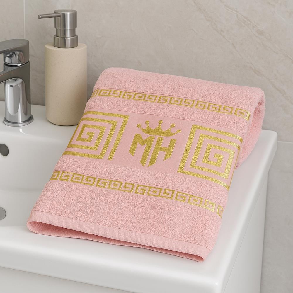 Набір рушників 2в1, 50x90см, 70x140см, Moz versace persik, / Комплект махрових рушників / Рушники для лазні