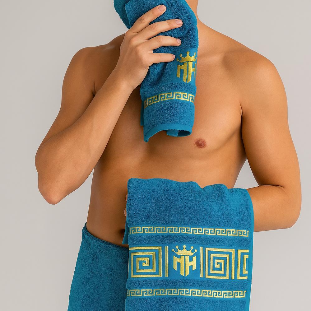 Набір рушників 2в1, 50x90см, 70x140см, Moz versace persik, / Комплект махрових рушників / Рушники для лазні