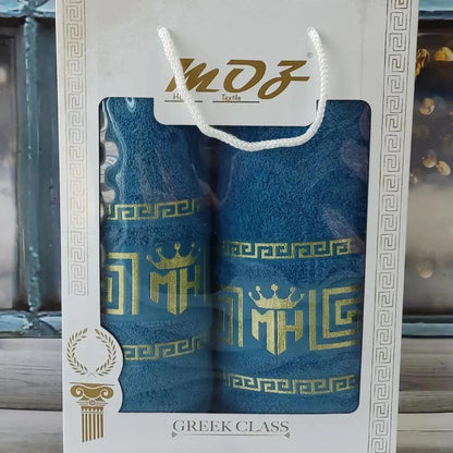 Набір рушників 2в1, 50x90см, 70x140см, Moz versace persik, / Комплект махрових рушників / Рушники для лазні