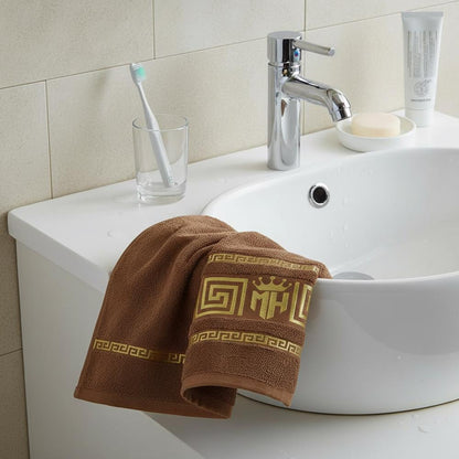 Набір рушників 2в1, 50x90см, 70x140см, Moz versace persik, / Комплект махрових рушників / Рушники для лазні