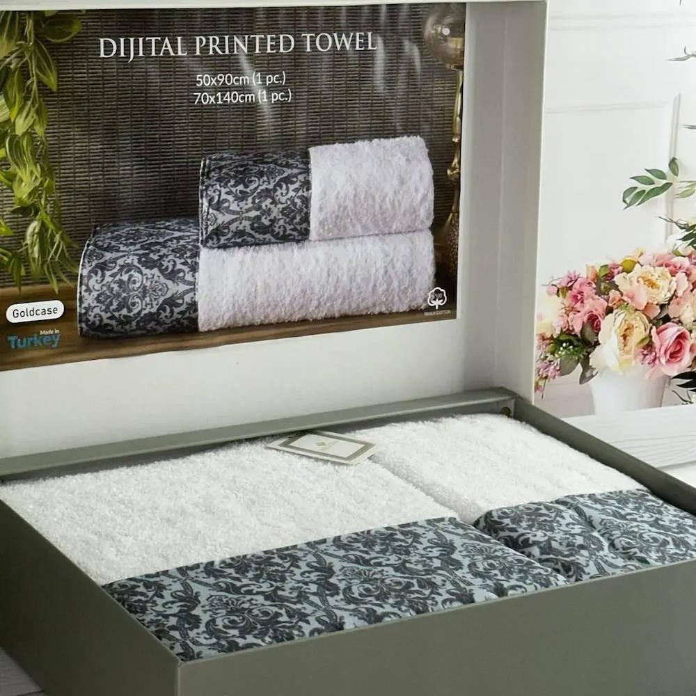 Набір рушників 2в1, 50x90см, 70x140см, Belizza BLZ Goldcase, / Комплект махрових рушників / Рушники для лазні