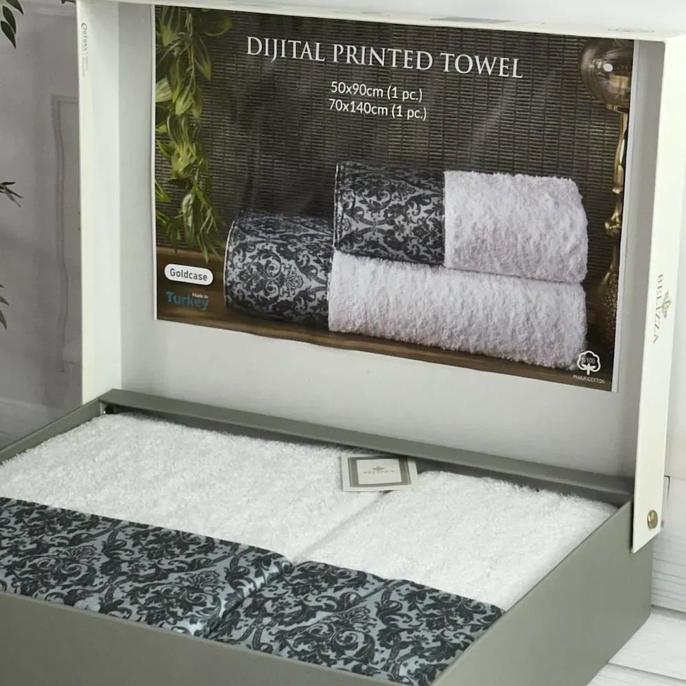 Набір рушників 2в1, 50x90см, 70x140см, Belizza BLZ Goldcase, / Комплект махрових рушників / Рушники для лазні