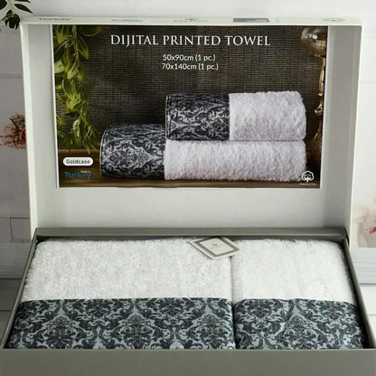 Набір рушників 2в1, 50x90см, 70x140см, Belizza BLZ Goldcase, / Комплект махрових рушників / Рушники для лазні