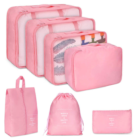 Дорожній набір органайзерів (8 шт), Рожевий / Набір дорожніх органайзерів