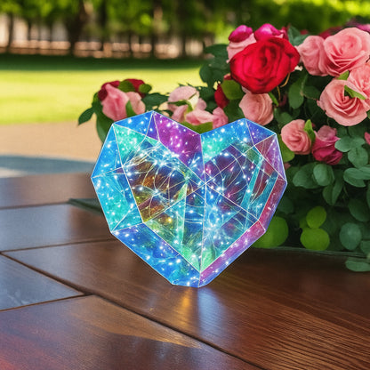 Нічник 3D у вигляді серця з ефектом голограми, 25 см, від батарейок та USB / Голографічне серце з підсвічуванням / Світильник