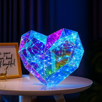 Нічник 3D у вигляді серця з ефектом голограми, 25 см, від батарейок та USB / Голографічне серце з підсвічуванням / Світильник