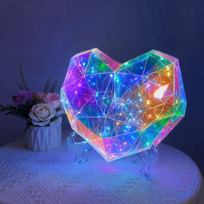 Нічник 3D у вигляді серця з ефектом голограми, 25 см, від батарейок та USB / Голографічне серце з підсвічуванням / Світильник