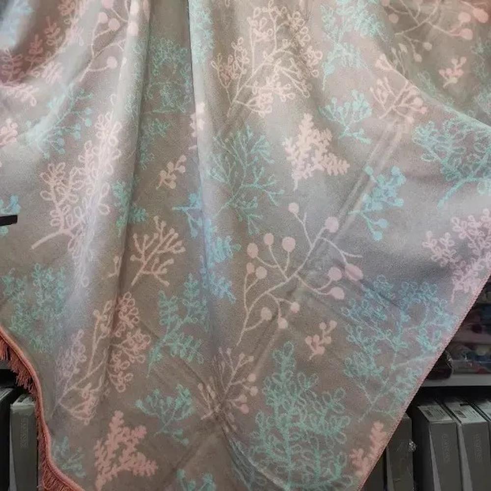 Плед бавовняний 200х240см, Sarar 1750A / Покривало з бахромою / Плед-покривало на ліжко