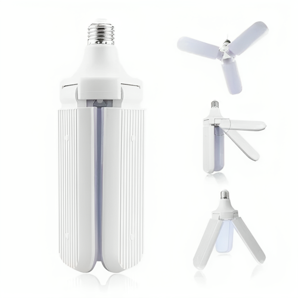 Складна лампа на 3 лопаті 45Вт, з цоколем E27, Fan blade bulb, Білий / Світлодіодна лампочка / Led лампа
