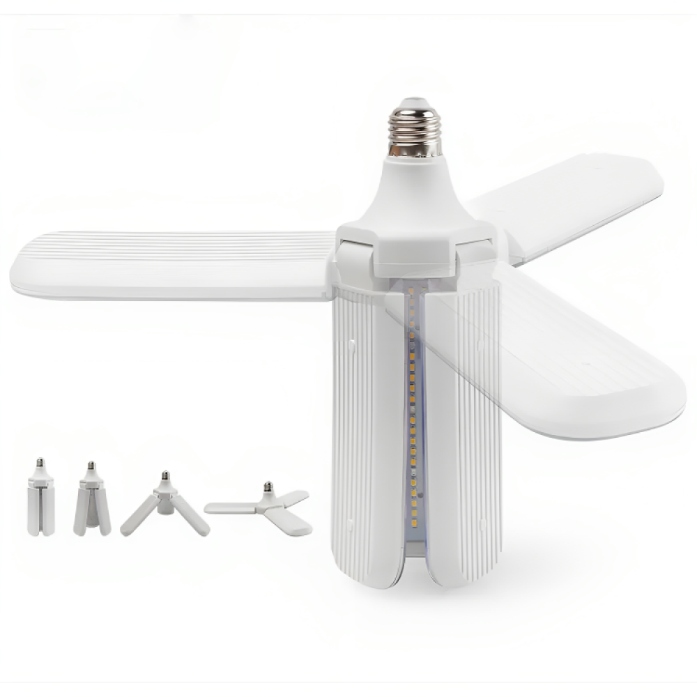 Складна лампа на 3 лопаті 45Вт, з цоколем E27, Fan blade bulb, Білий / Світлодіодна лампочка / Led лампа