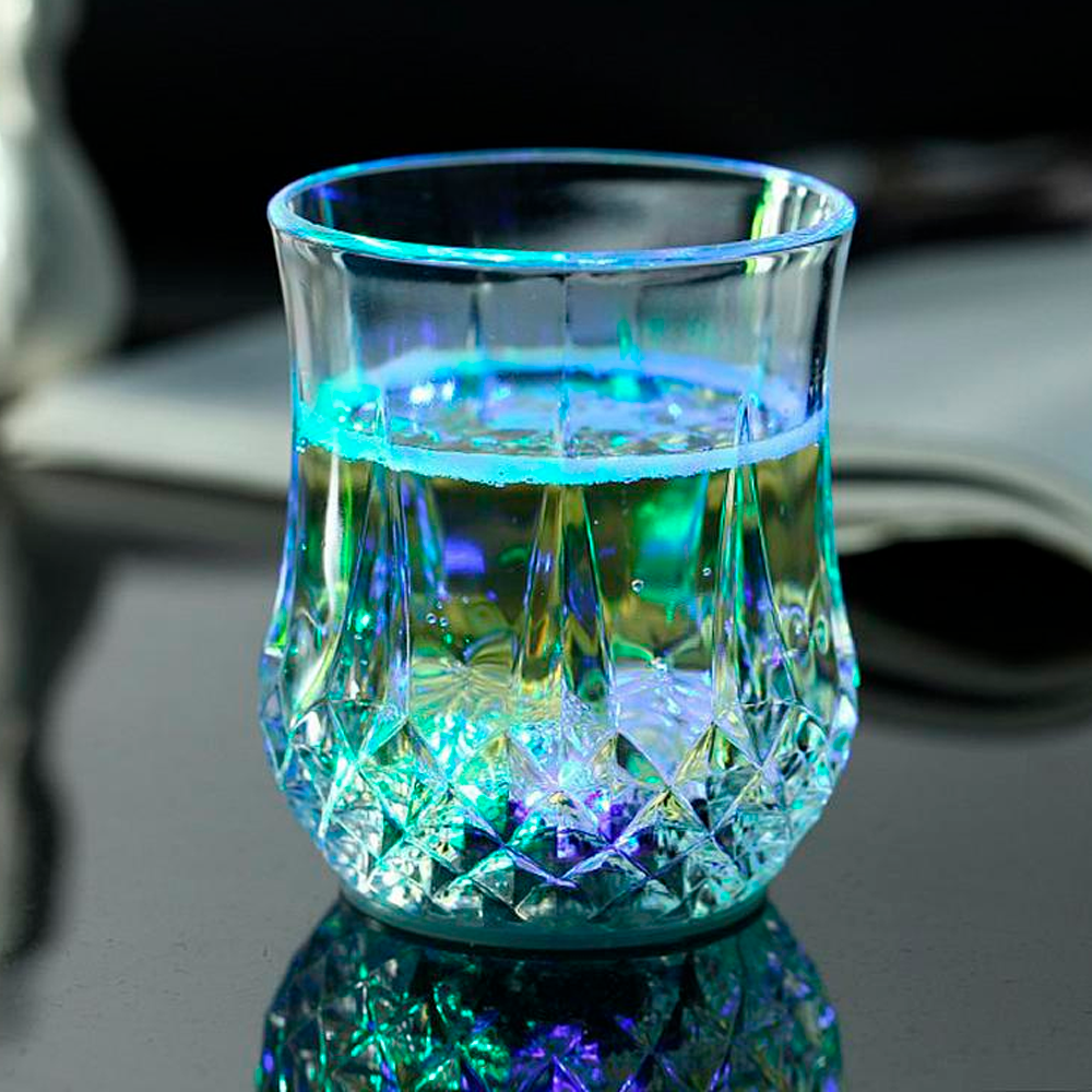 Склянка з LED підсвічуванням, 200 мл FLASH CUP, Прозорий / Склянка з підсвічуванням дна / Стакан, що світиться