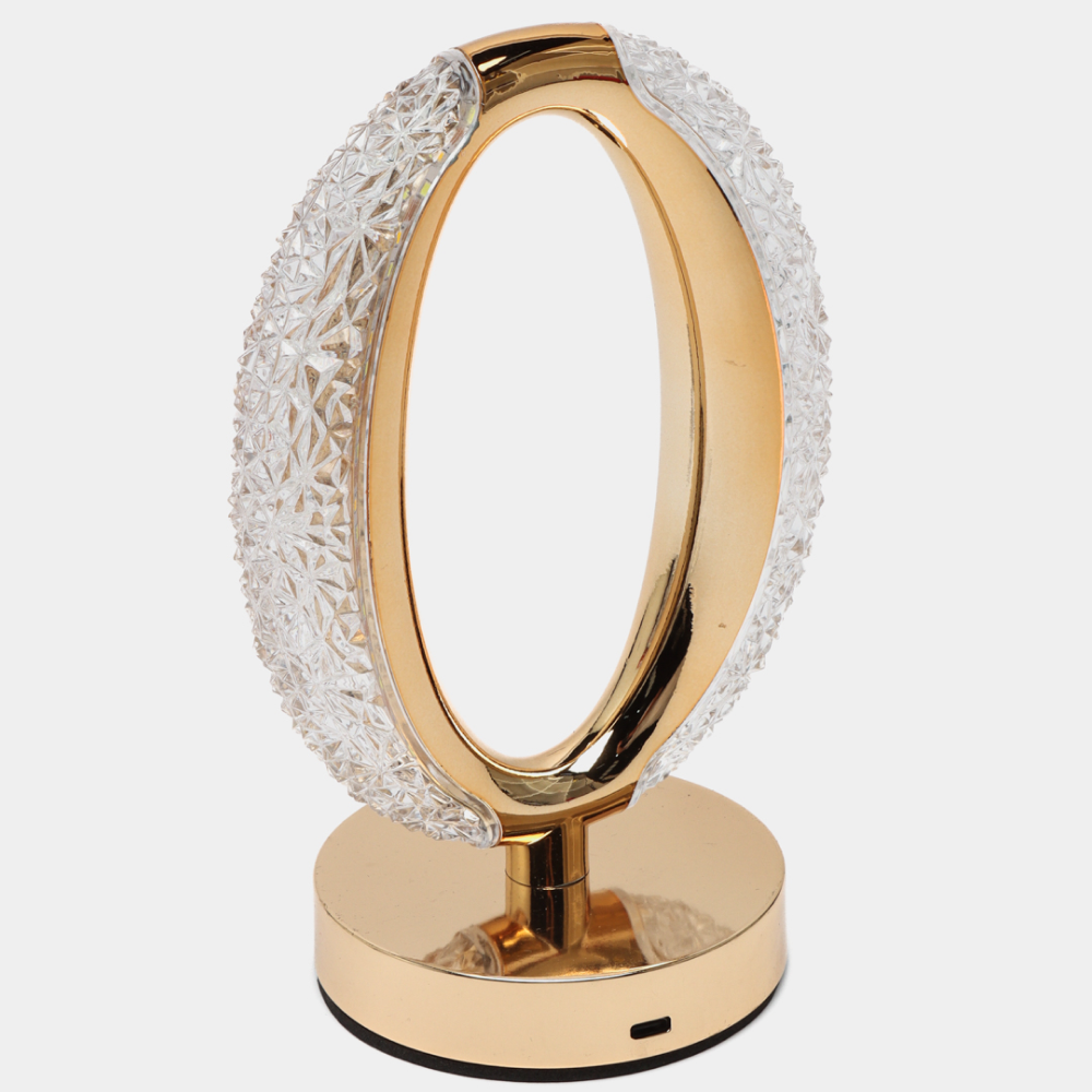 Настільна лампа 3 кольори Crystal Diamond, від USB, Золотий / Акумуляторний світильник-нічник з сенсорним перемикачем