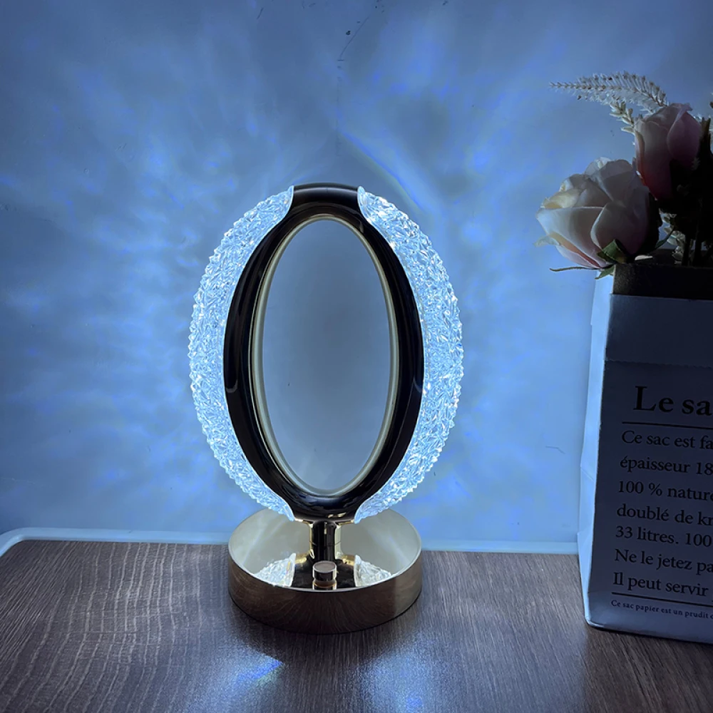Настільна лампа 3 кольори Crystal Diamond, від USB, Золотий / Акумуляторний світильник-нічник з сенсорним перемикачем