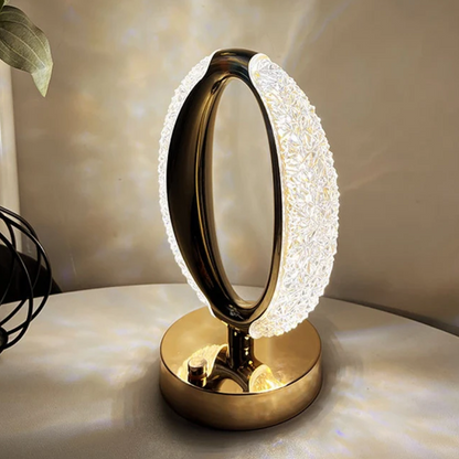 Настільна лампа 3 кольори Crystal Diamond, від USB, Золотий / Акумуляторний світильник-нічник з сенсорним перемикачем
