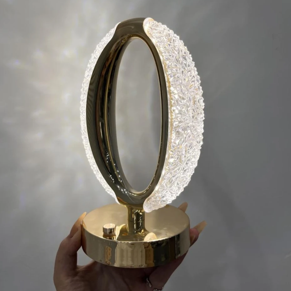 Настільна лампа 3 кольори Crystal Diamond, від USB, Золотий / Акумуляторний світильник-нічник з сенсорним перемикачем