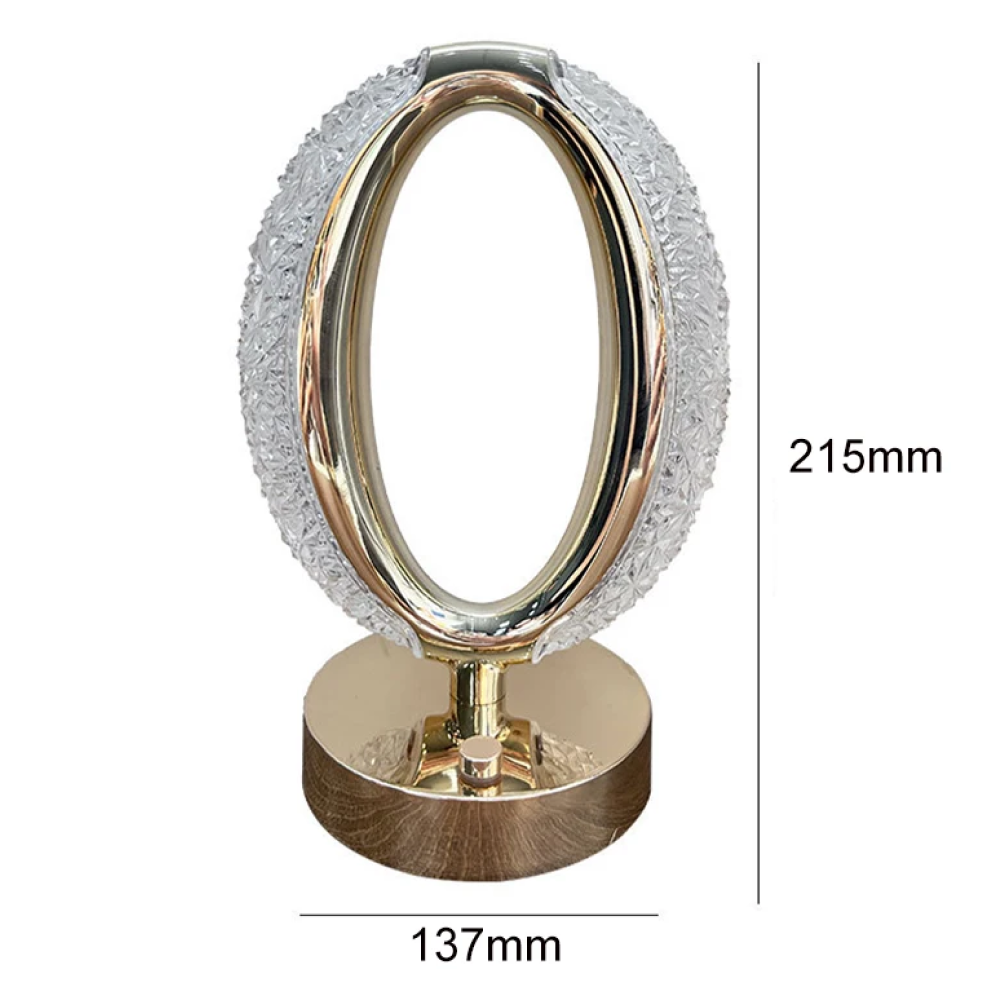 Настільна лампа 3 кольори Crystal Diamond, від USB, Золотий / Акумуляторний світильник-нічник з сенсорним перемикачем