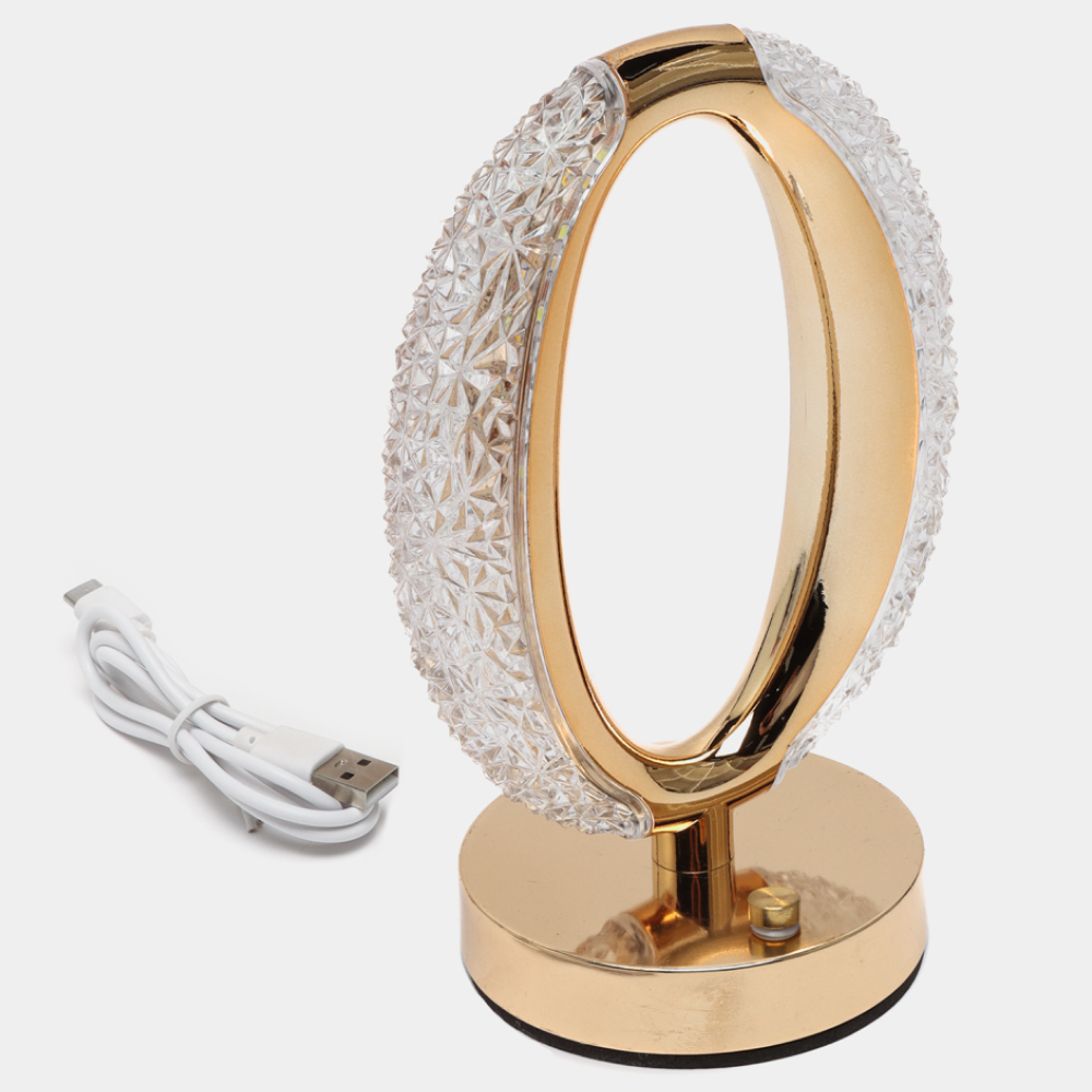 Настільна лампа 3 кольори Crystal Diamond, від USB, Золотий / Акумуляторний світильник-нічник з сенсорним перемикачем
