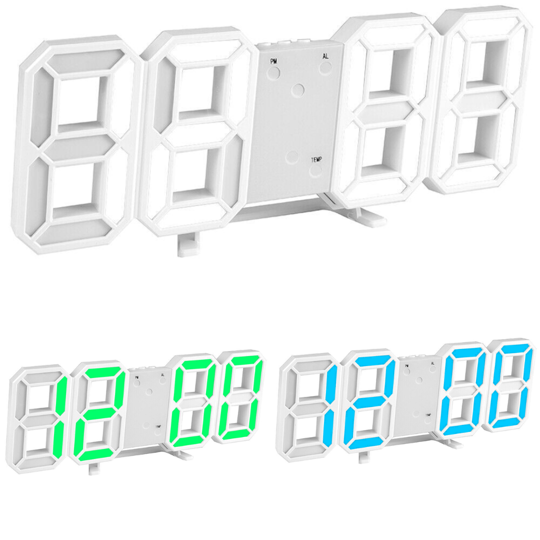 Електронні настільні LED-годинники з будильником та термометром LY-1089, Білі цифри / Настінні годинники з підсвічуванням