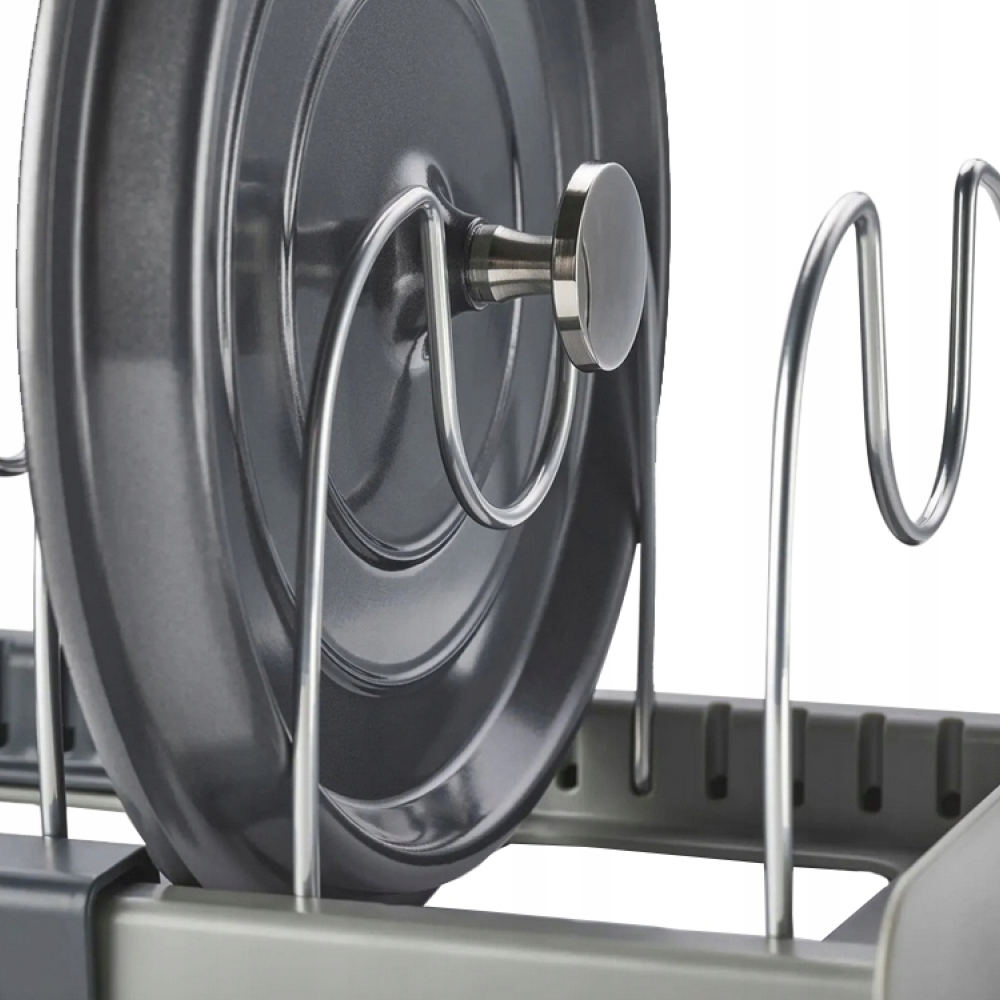 Розширюваний органайзер для зберігання кришок та сковорідок, DISH RACK, Сірий / Підставка для кришок каструль