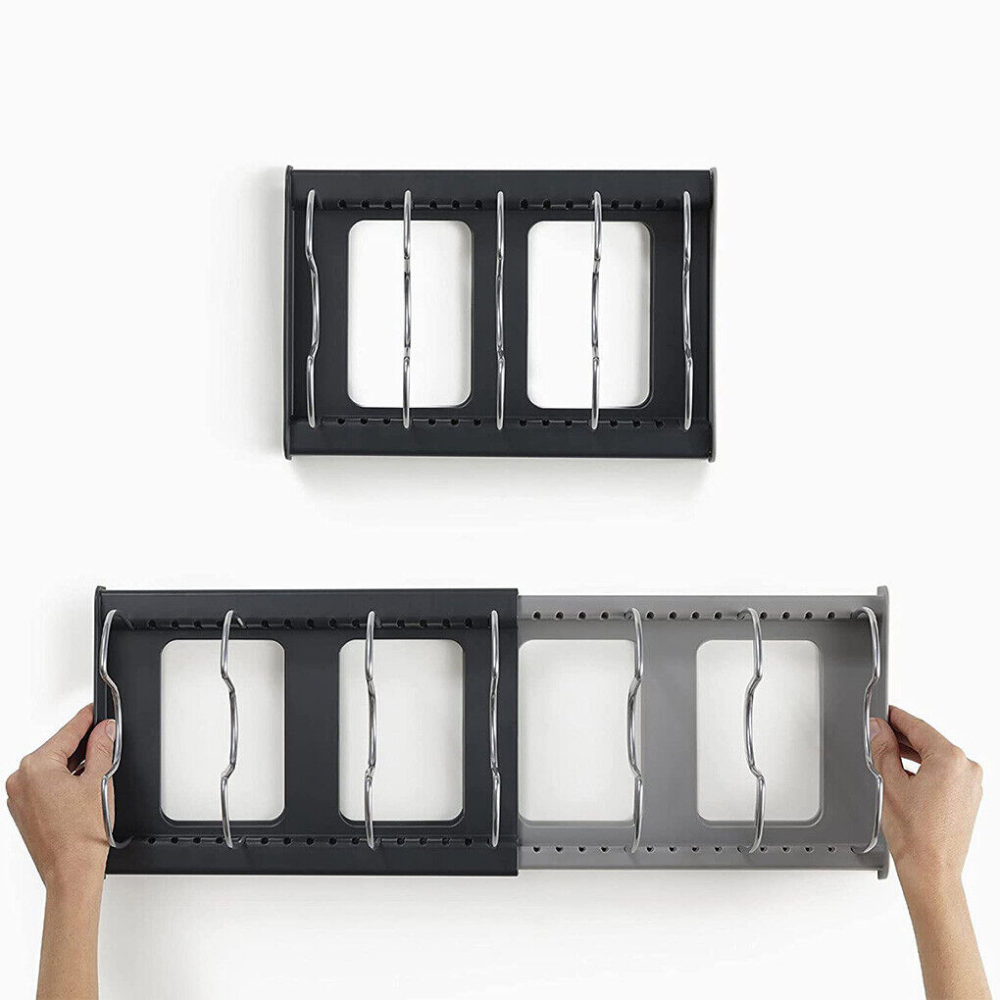 Розширюваний органайзер для зберігання кришок та сковорідок, DISH RACK, Сірий / Підставка для кришок каструль