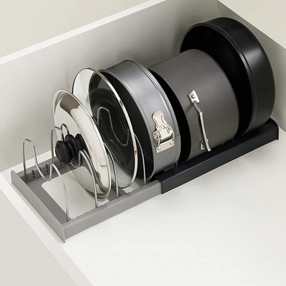 Розширюваний органайзер для зберігання кришок та сковорідок, DISH RACK, Сірий / Підставка для кришок каструль