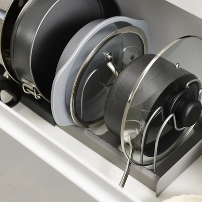 Розширюваний органайзер для зберігання кришок та сковорідок, DISH RACK, Сірий / Підставка для кришок каструль
