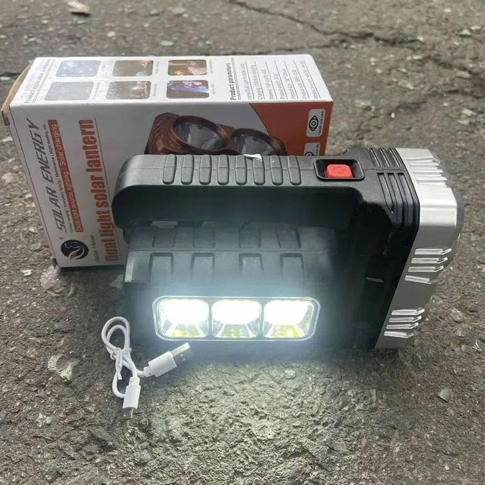 Ліхтарик USB ручний акумуляторний з функцією Power Bank, BL 7702A COB, Сірий / Ліхтарик на сонячній батареї