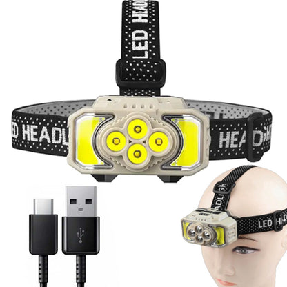 Ліхтар налобний HX-815S-4XPE + 2COB, від USB, Білий / Акумуляторний ліхтарик з сенсорним датчиком руху