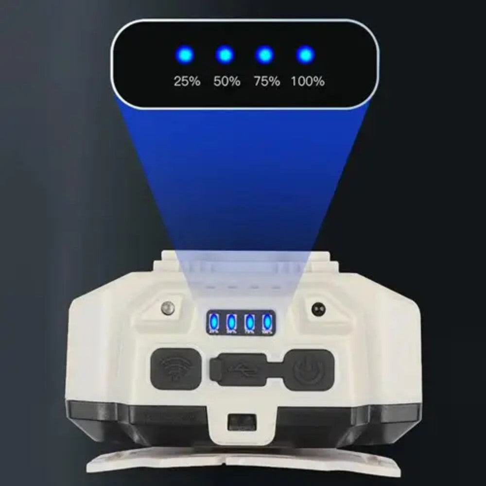 Ліхтар налобний HX-815S-4XPE + 2COB, від USB, Білий / Акумуляторний ліхтарик з сенсорним датчиком руху