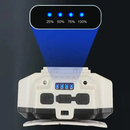 Ліхтар налобний HX-815S-4XPE + 2COB, від USB, Білий / Акумуляторний ліхтарик з сенсорним датчиком руху