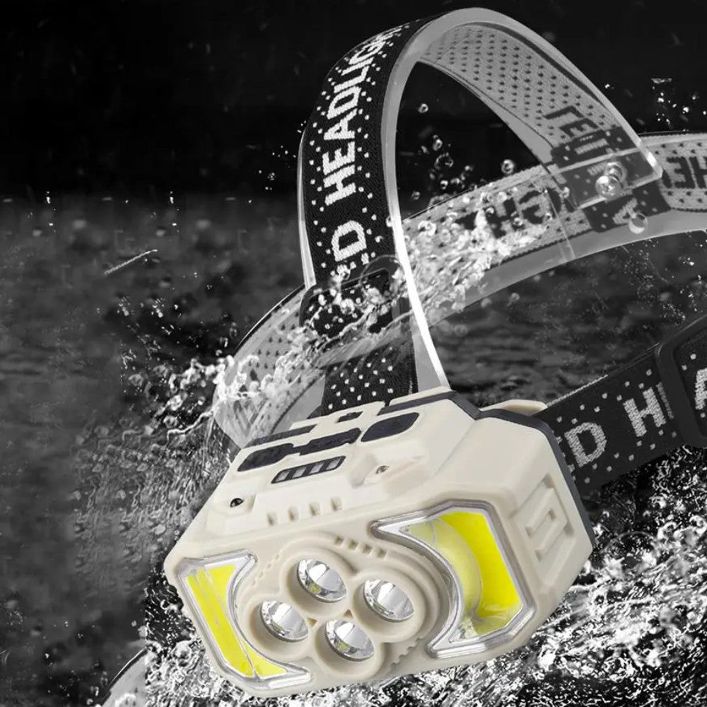 Ліхтар налобний HX-815S-4XPE + 2COB, від USB, Білий / Акумуляторний ліхтарик з сенсорним датчиком руху