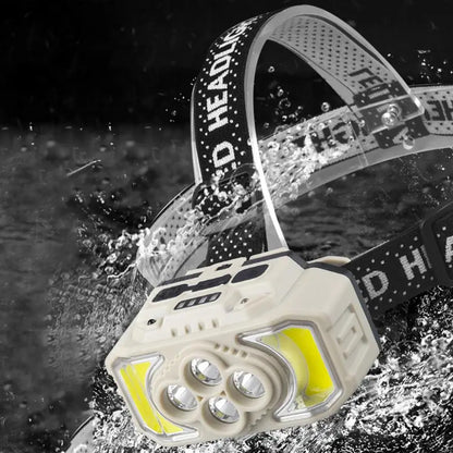 Ліхтар налобний HX-815S-4XPE + 2COB, від USB, Білий / Акумуляторний ліхтарик з сенсорним датчиком руху