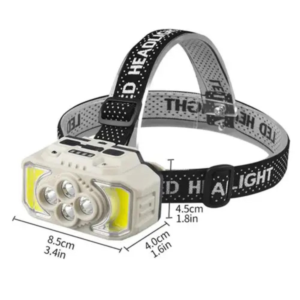 Ліхтар налобний HX-815S-4XPE + 2COB, від USB, Білий / Акумуляторний ліхтарик з сенсорним датчиком руху