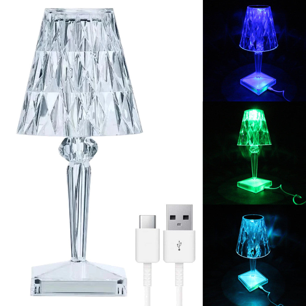 LED світильник Crystal light із сенсорним керуванням, Прозорий / Настільна лампа нічник / Декоративна лед лампа