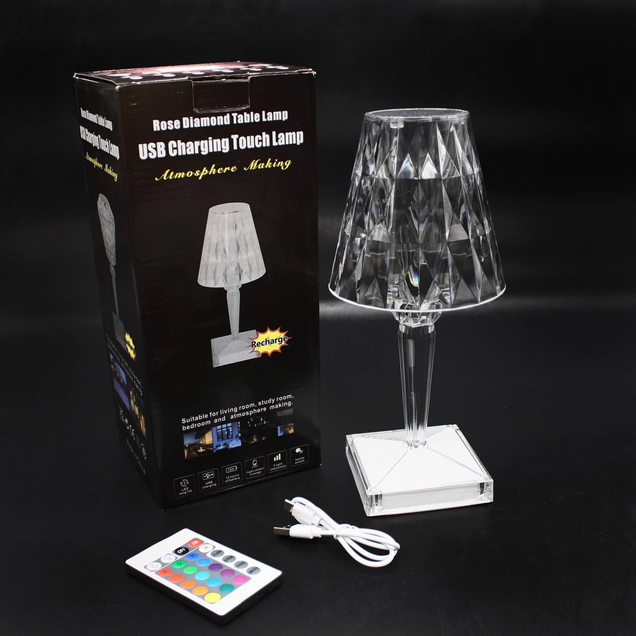 LED світильник Crystal light із сенсорним керуванням, Прозорий / Настільна лампа нічник / Декоративна лед лампа