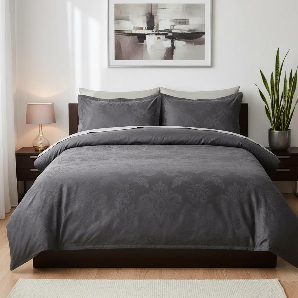 Жакардова постільна білизна, Євро розмір, Romeo home Ramses Grey / Набір постільної білизни
