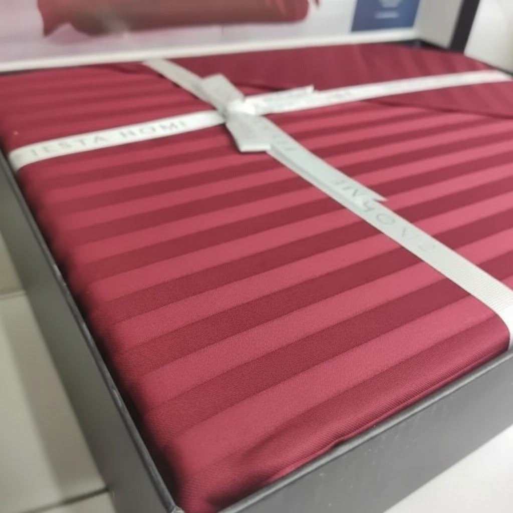Постільна білизна бавовняна, Євро розмір, подарункова упаковка, Fiesta Line Bordo, Бордовий / Комплект постільної білизни
