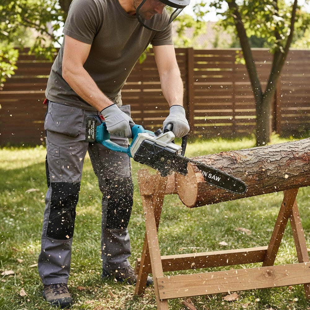 Акумуляторна ланцюгова пила 18" + 2 АКБ 48В, Синя / Електропила / Пила на акумуляторі / Електрична пила для обрізання дерев