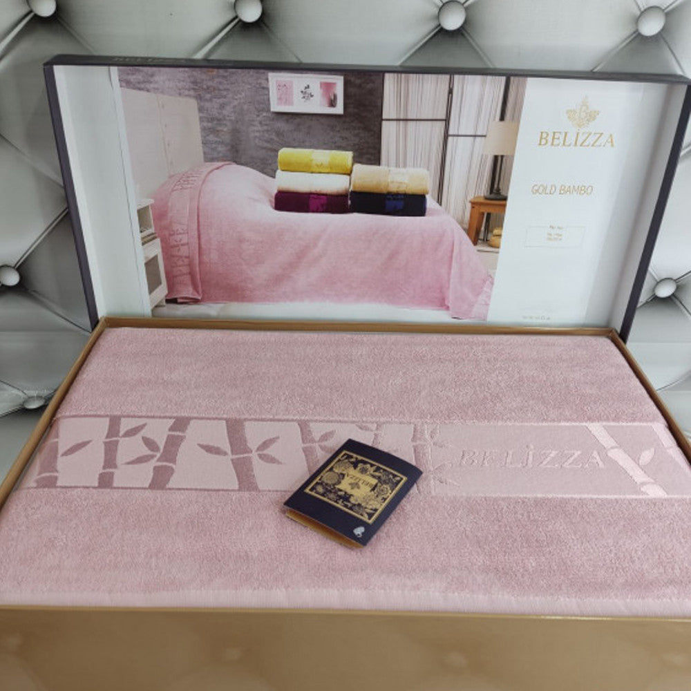 Простирадло бамбукове, 200х220см, Gold pembe, Belizza / Махрове простирадло бамбукове