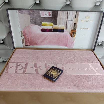 Простирадло бамбукове, 200х220см, Gold pembe, Belizza / Махрове простирадло бамбукове